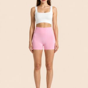 High-waisted waist-concealing yoga shorts