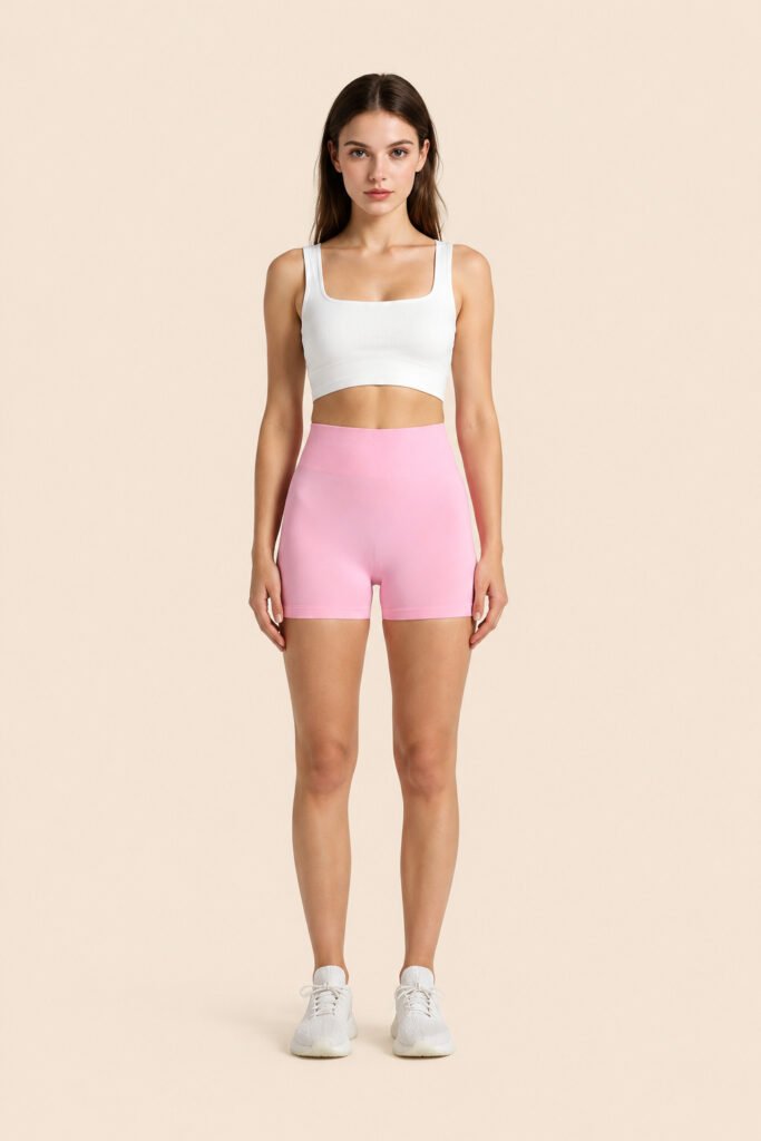 High-waisted waist-concealing yoga shorts