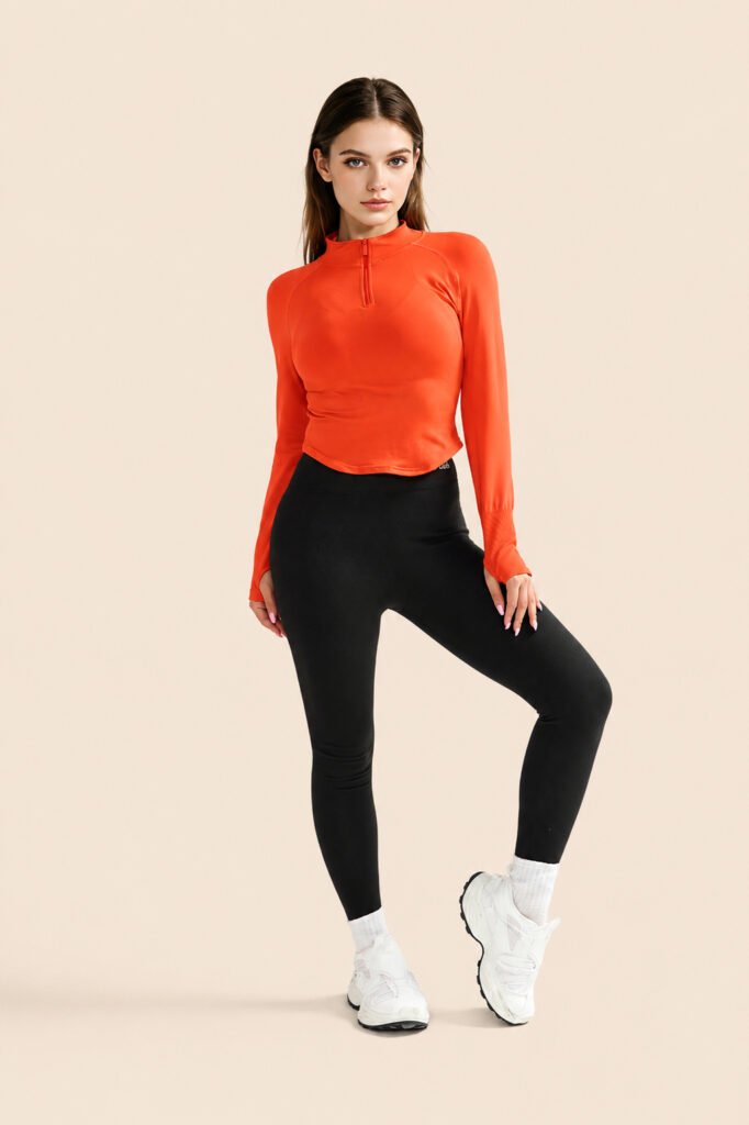 Half-zip long-sleeve yoga top