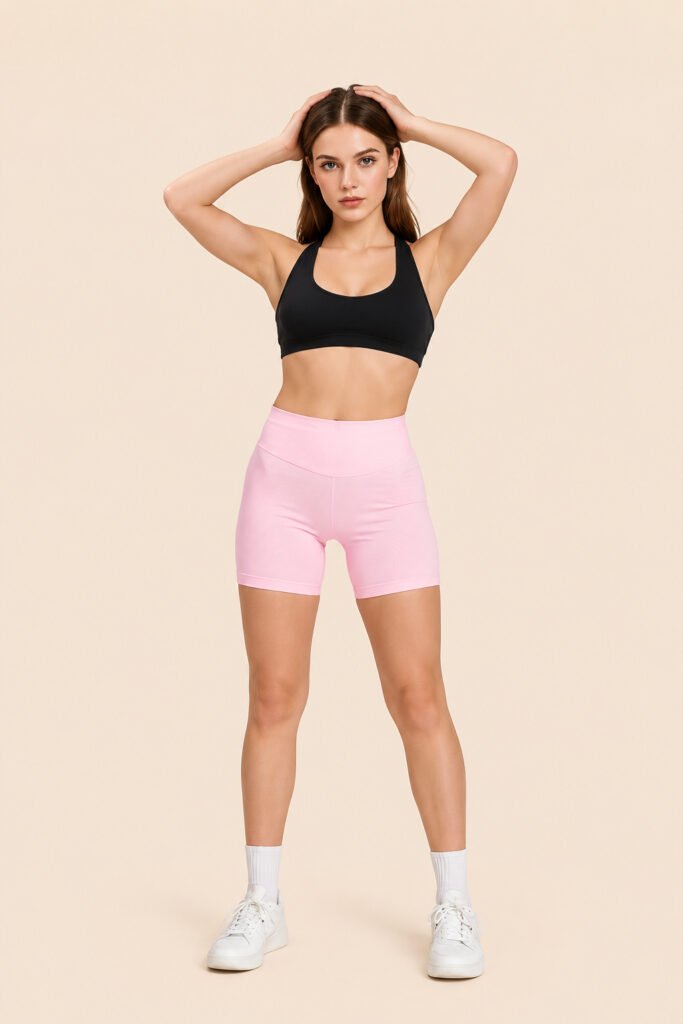 Three waist peach hip yoga shorts
