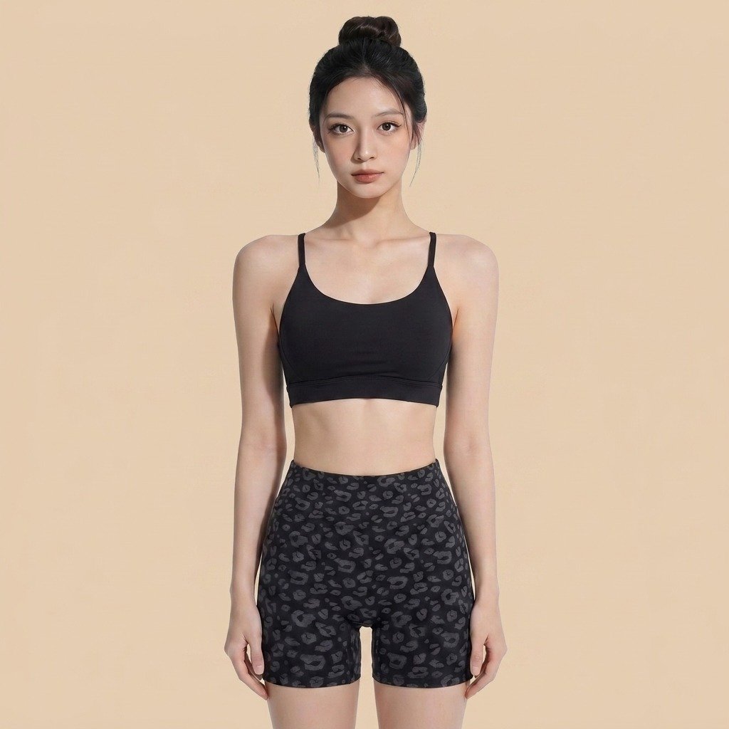 Leopard print yoga shorts