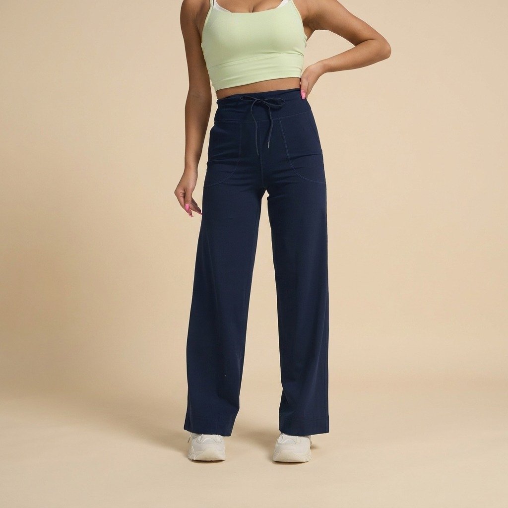 High Waist Drawstring Wide Leg Yoga Pants