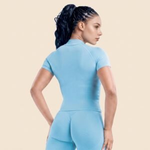 Cardigan zipper yoga short sleeved shirt