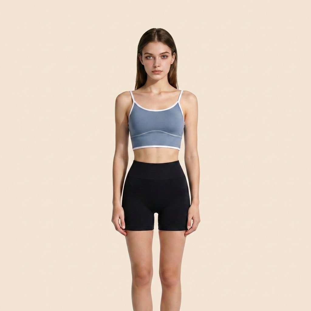 Thin Strap Color‑Contrast Yoga Bra