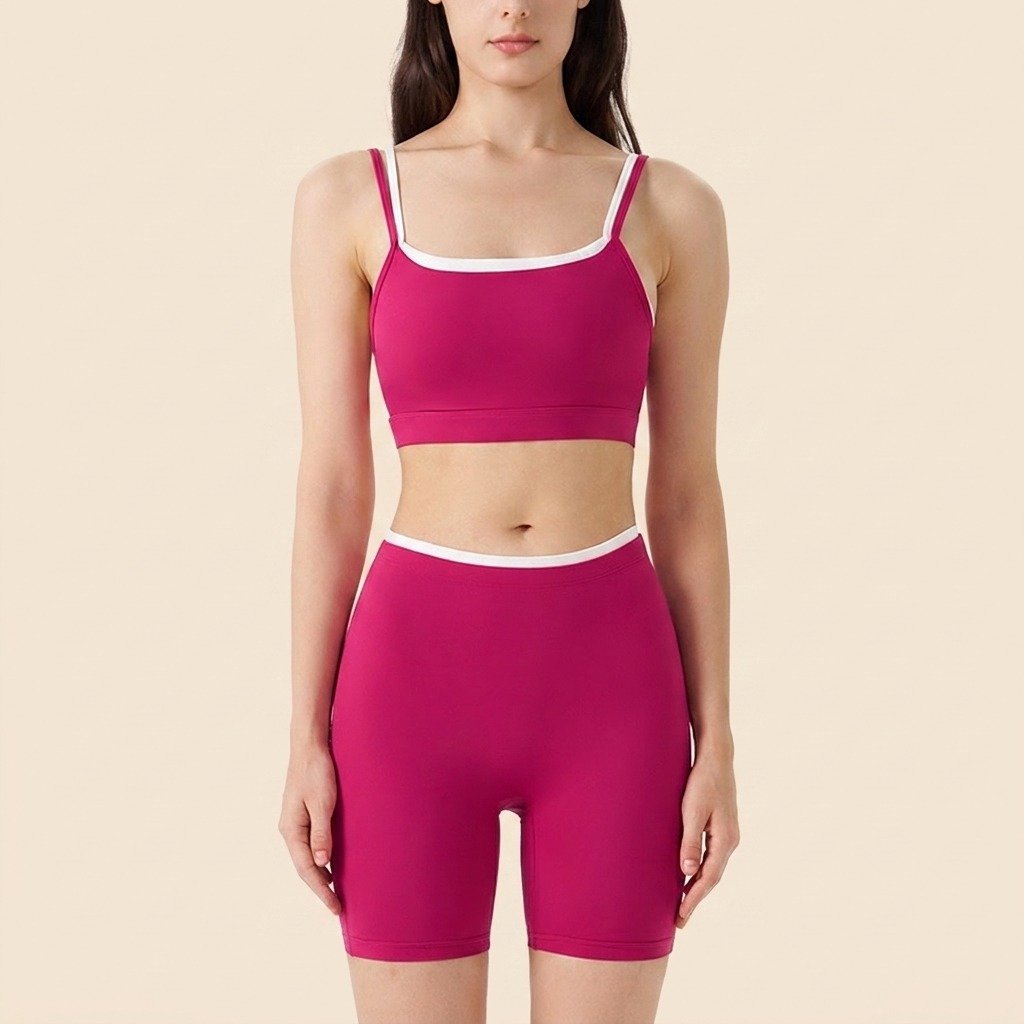 Contrast‑Trim Yoga 2‑Piece Set