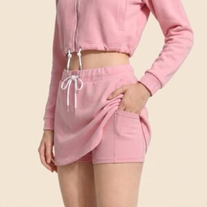 Yoga Outfit Set With Drawstring Shorts