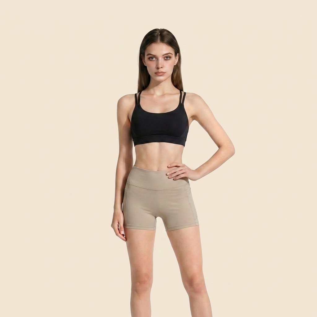 High‑Waist Yoga Shorts with Side Pockets